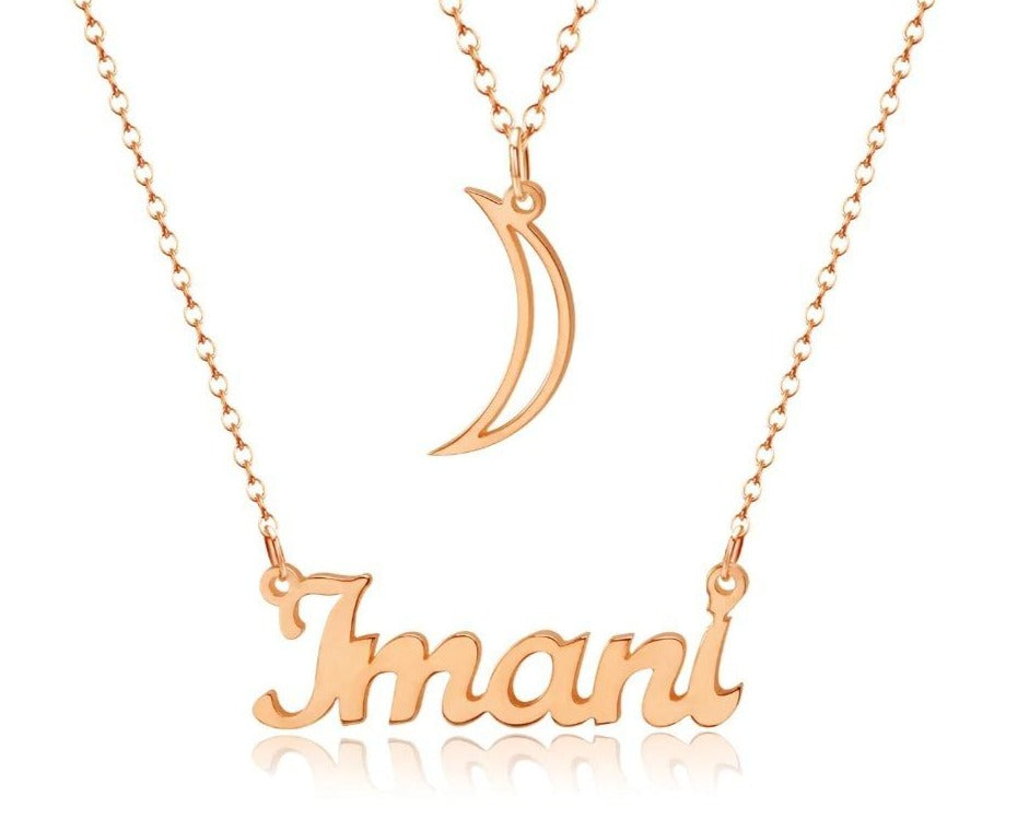 Personalized Layer Moon Necklace