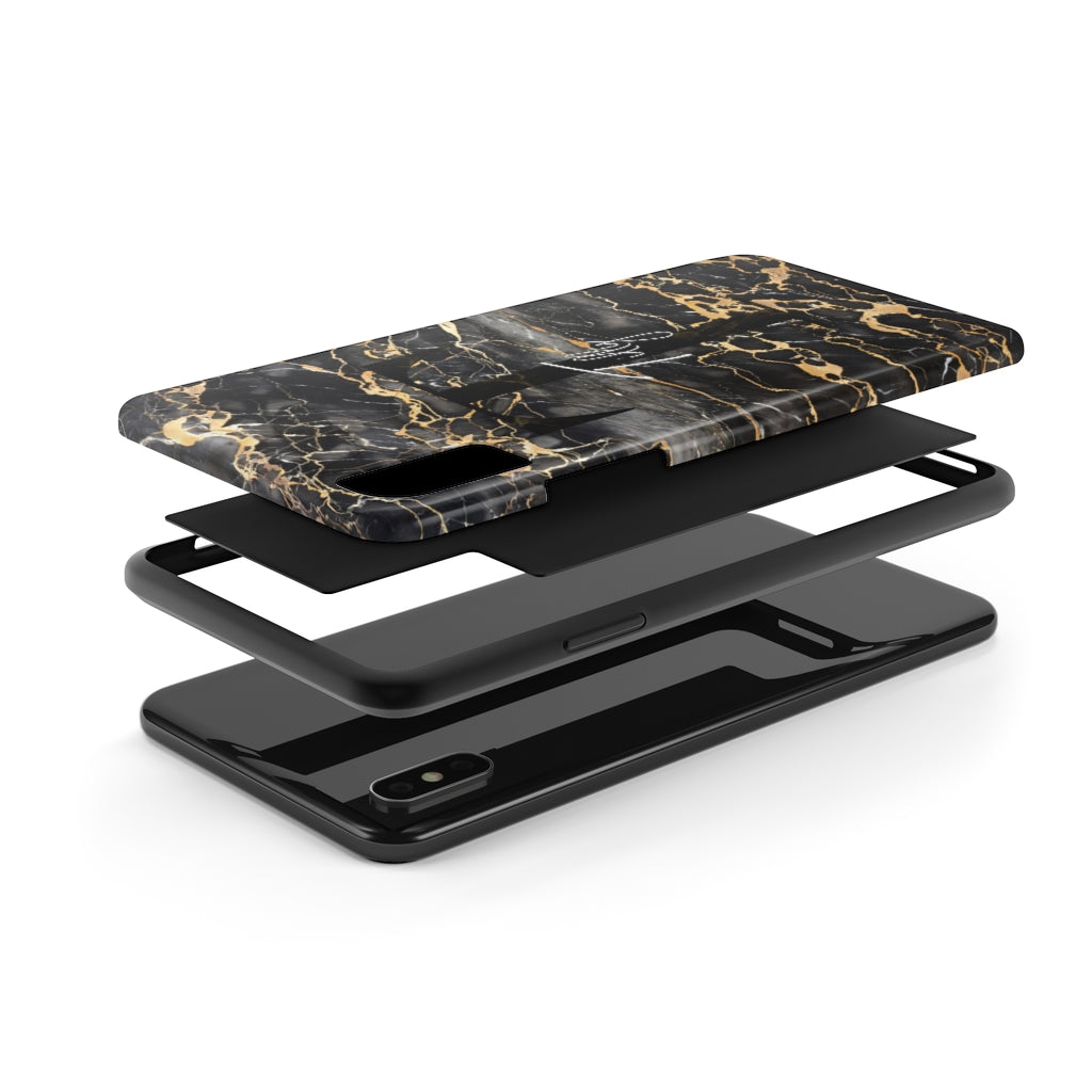 Personalized Black With Rose Gold Cracks Phone Case
