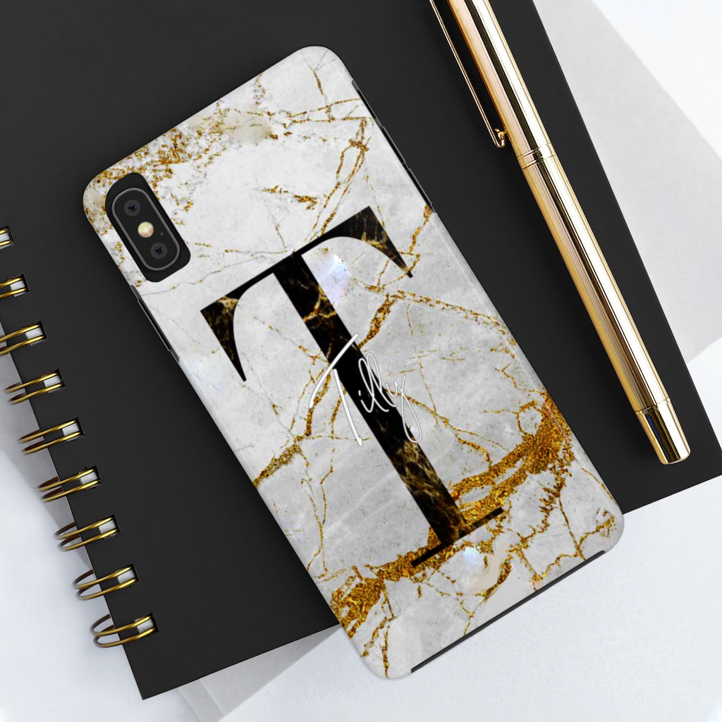 Marble With Rose Gold Cracks Initial And Name