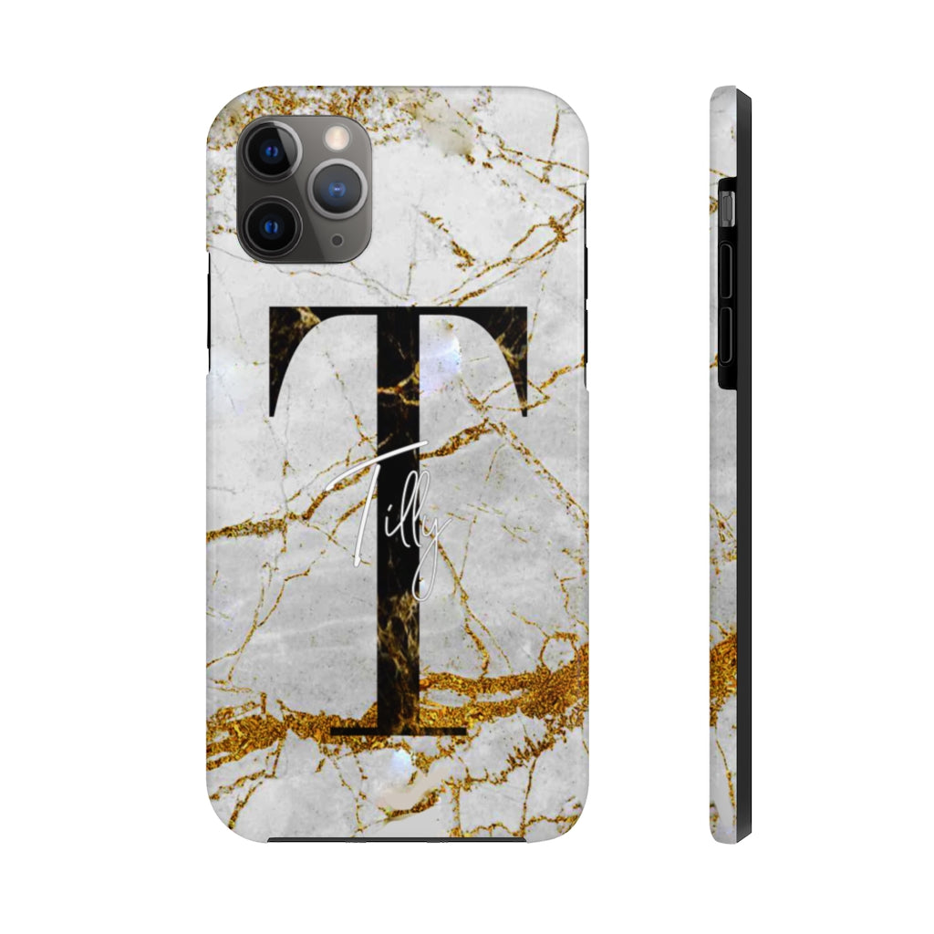 Marble With Rose Gold Cracks Initial And Name