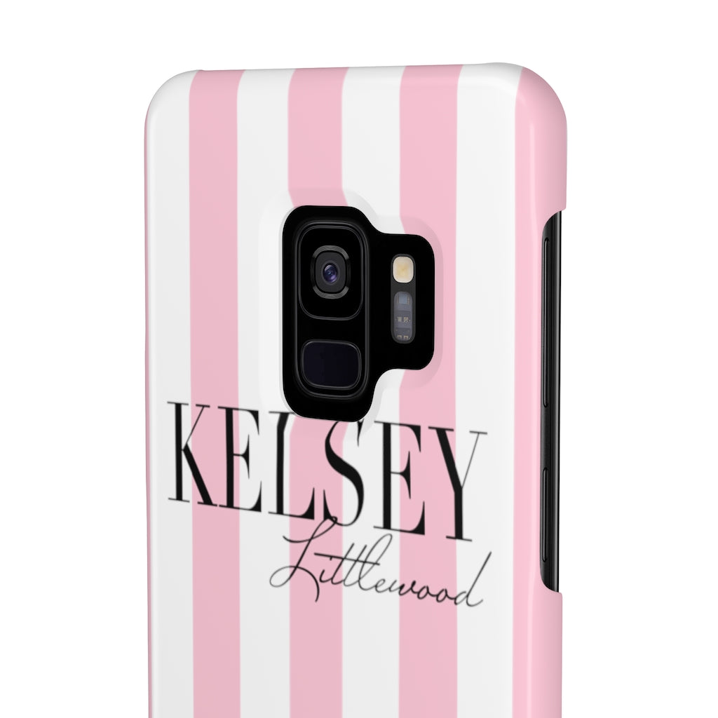 Personalized Pink Stripes Slim Phone Case