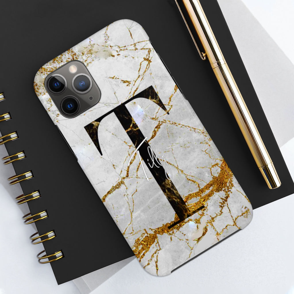 Marble With Rose Gold Cracks Initial And Name