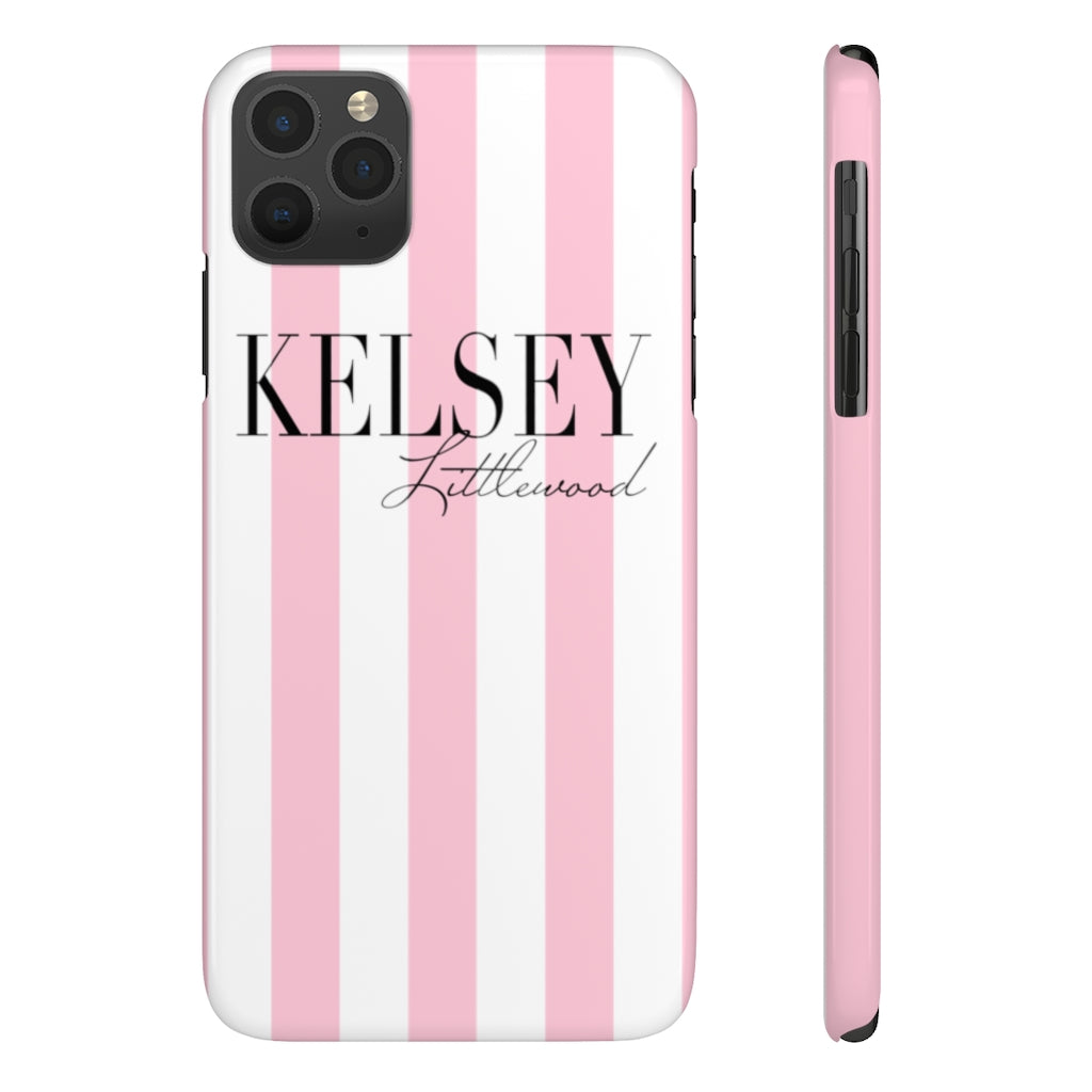 Personalized Pink Stripes Slim Phone Case