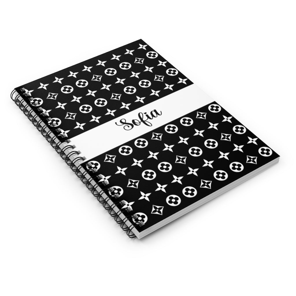 Personalized Floral Print Spiral Notebook - Ruled Line