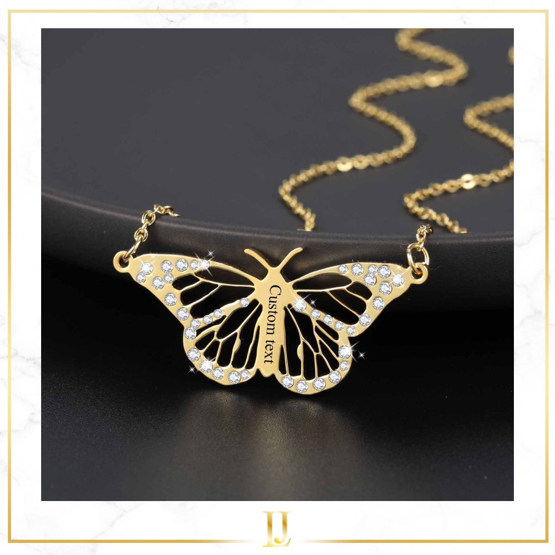 Personalized Blinged Butterfly Necklace