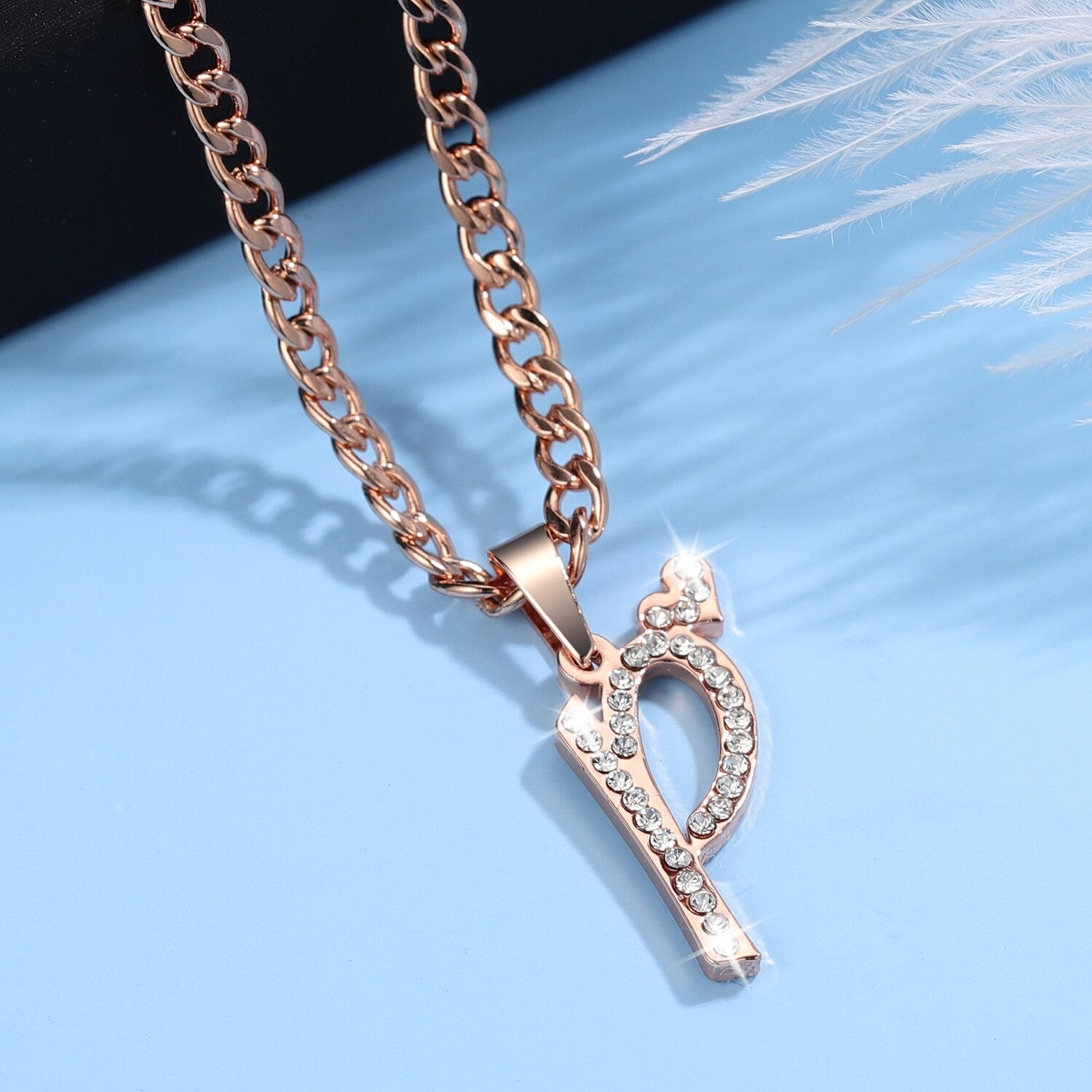 Iced Heart Initial Necklace