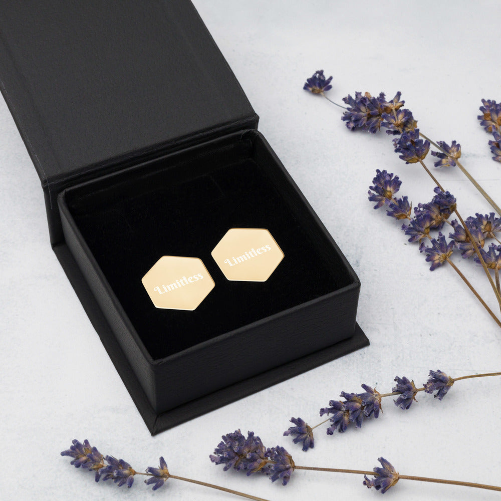 Personalized Hexagon Stud Earrings - Limitless Jewellery