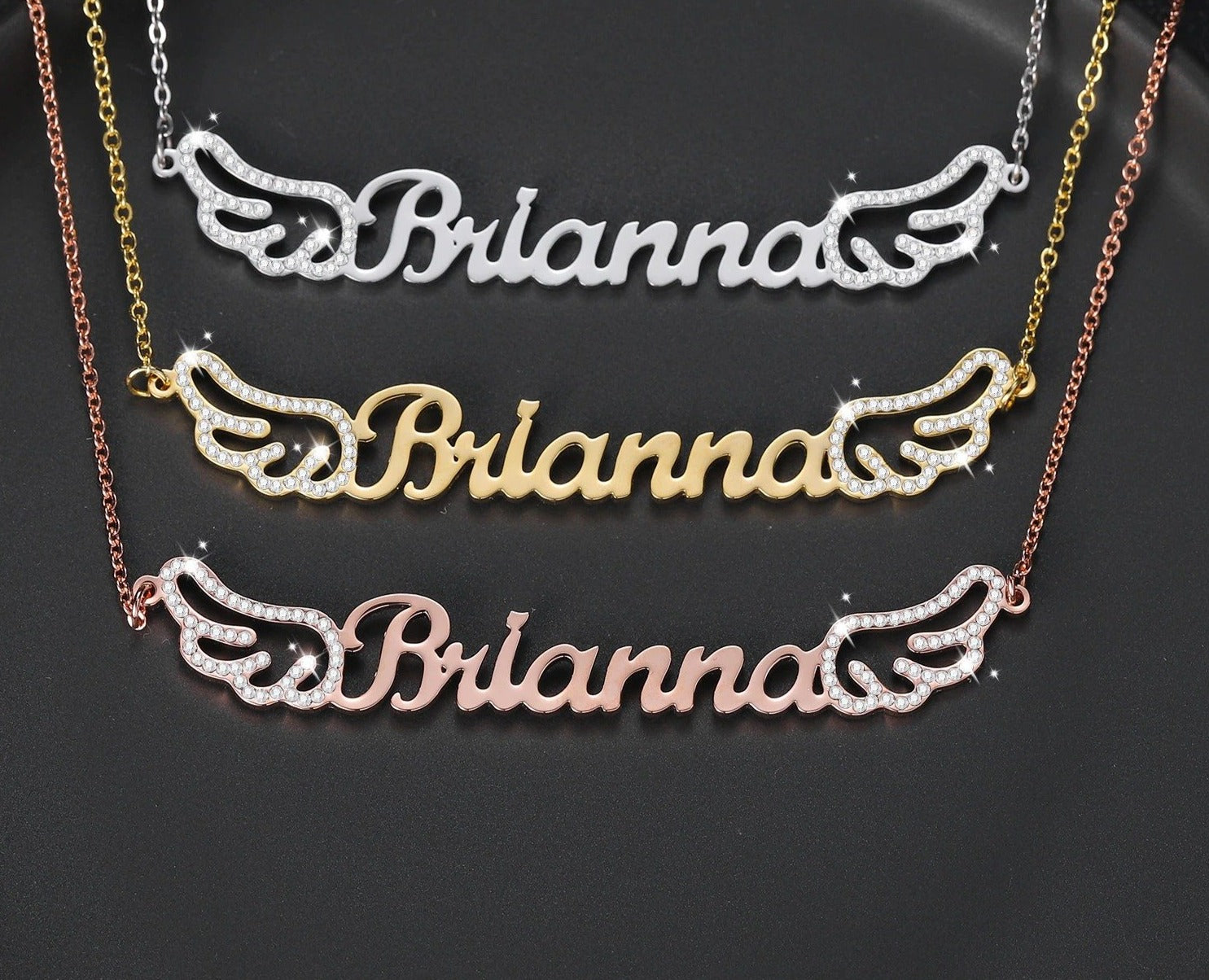 Personalized Iced Out Wings Name Necklace
