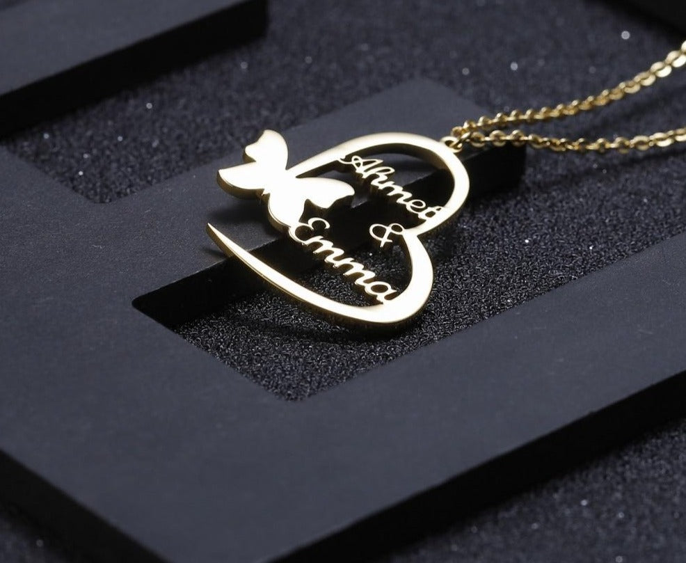 Personalized Double Name Butterfly Necklace - Limitless Jewellery