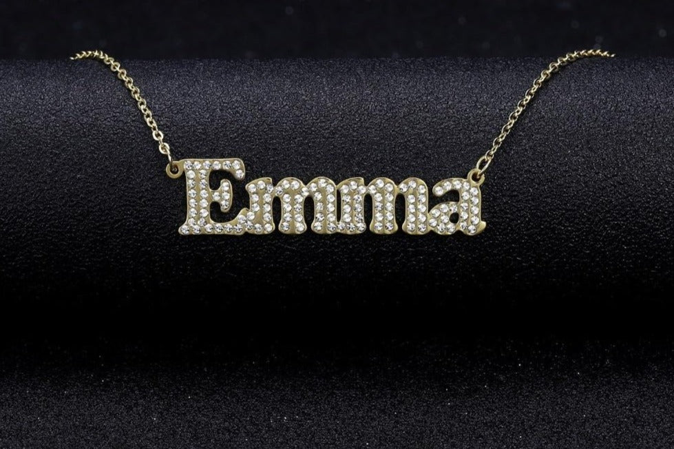 Personalized Iced Out Block Necklace - Limitless Jewellery