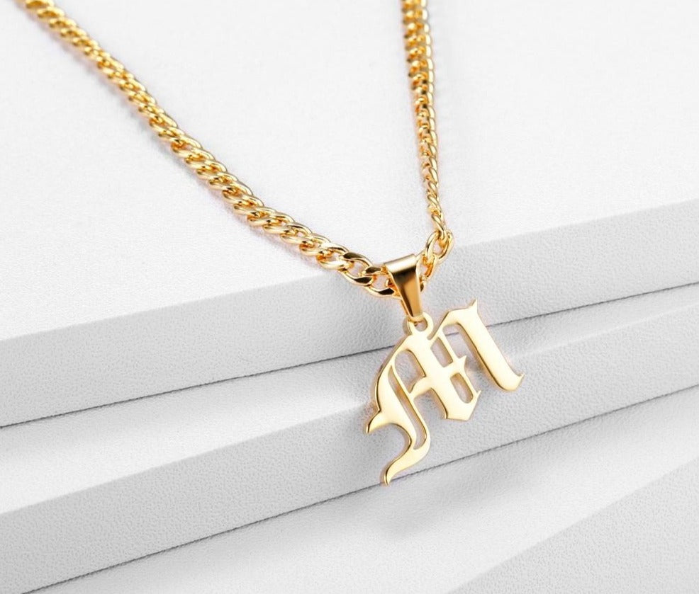 Old English A-Z Initial Necklace - Limitless Jewellery