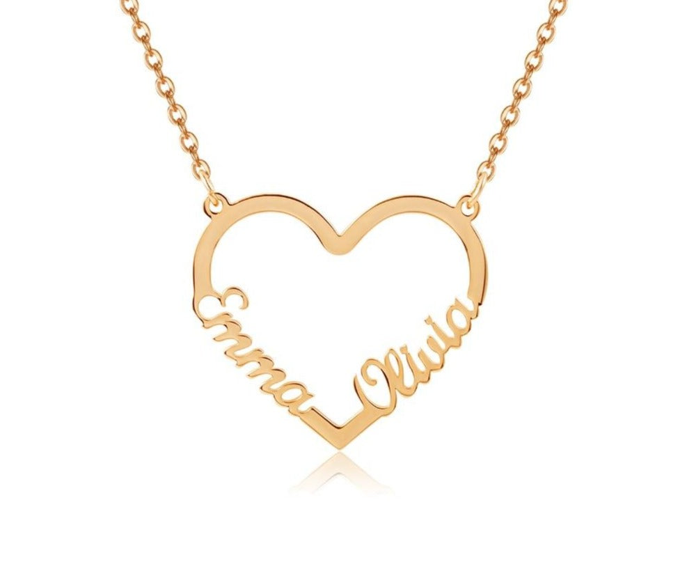 Personalized Double Name Heart Necklace - Limitless Jewellery