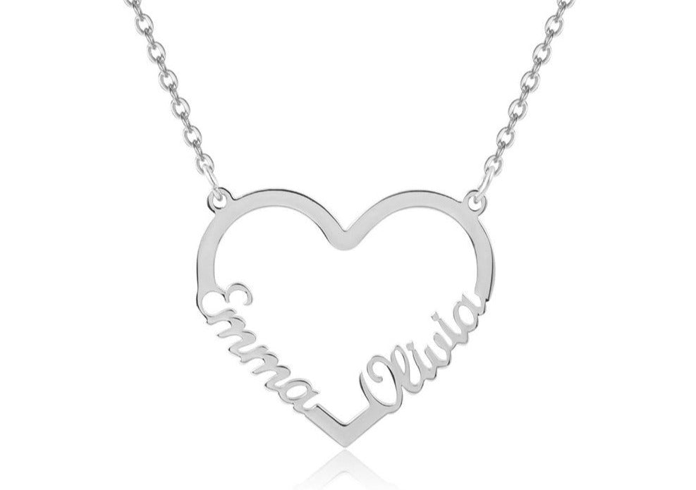 Personalized Double Name Heart Necklace - Limitless Jewellery
