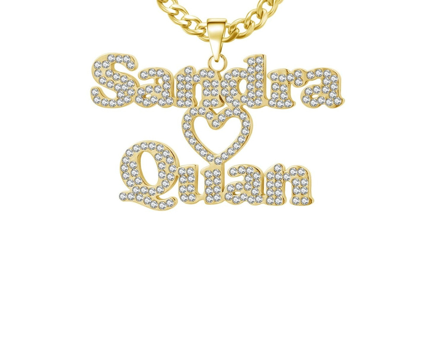 Personalized Iced Out Double Name Necklace - Limitless Jewellery