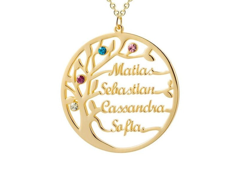 Personalized Birthstone Family Tree Necklace