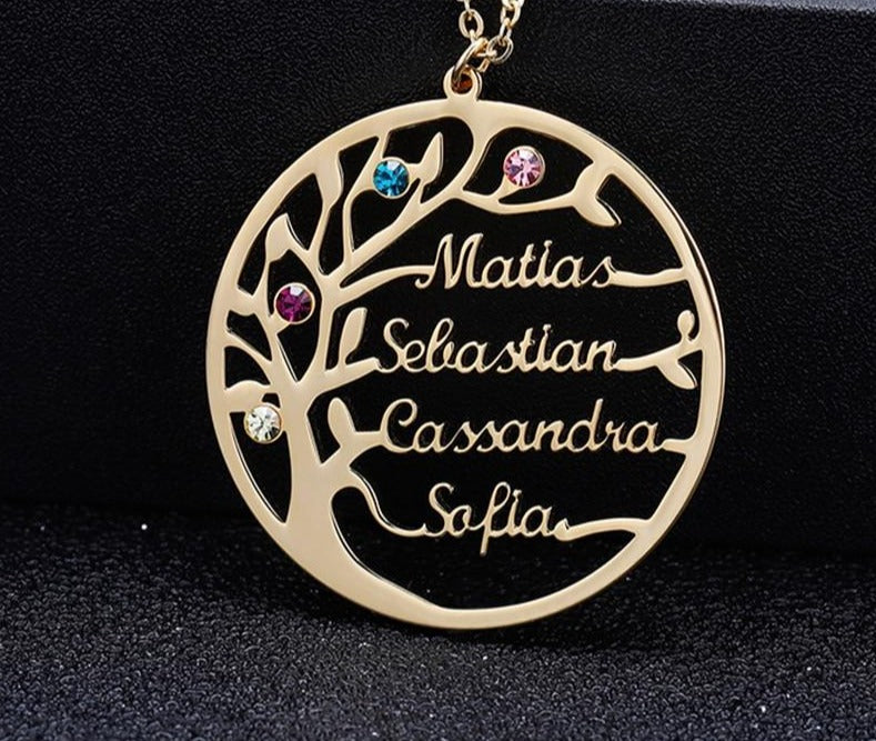 Personalized Birthstone Family Tree Necklace