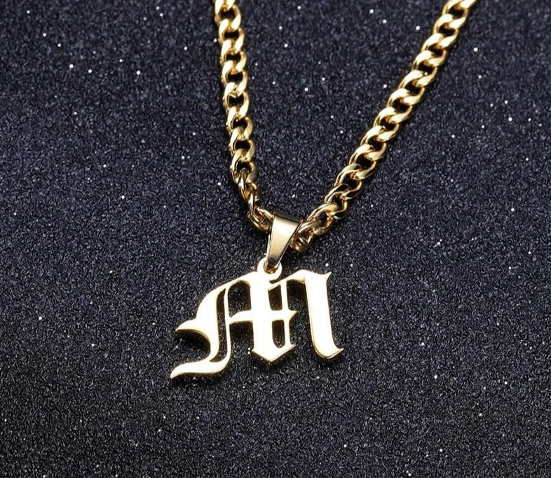 Old English A-Z Initial Necklace - Limitless Jewellery