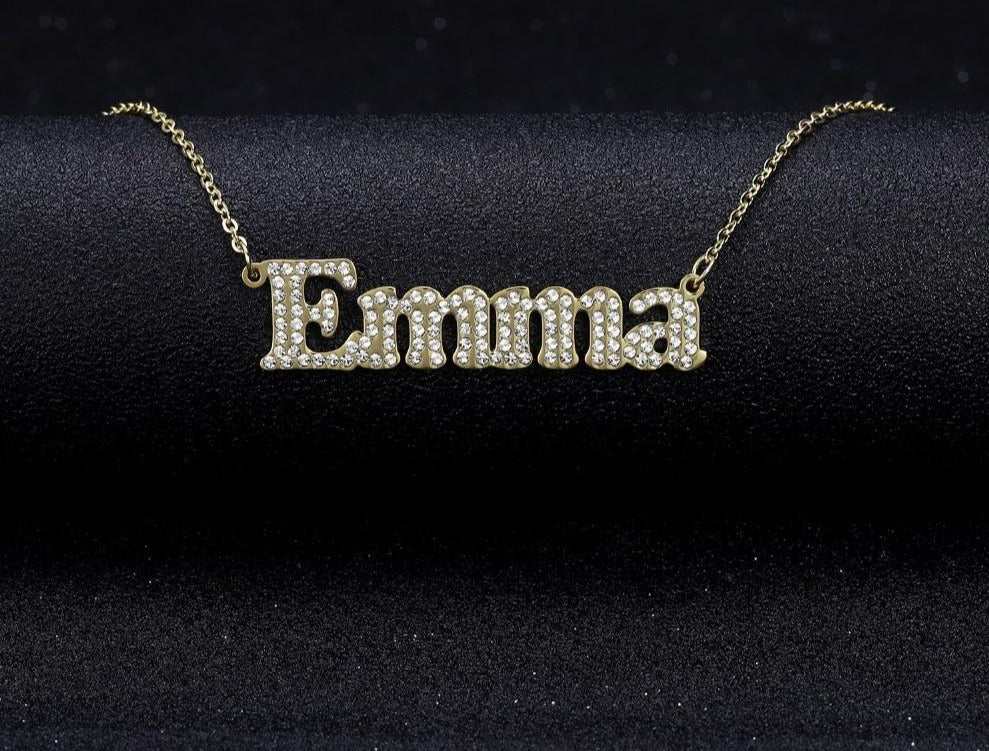 Personalized Iced Out Block Necklace - Limitless Jewellery