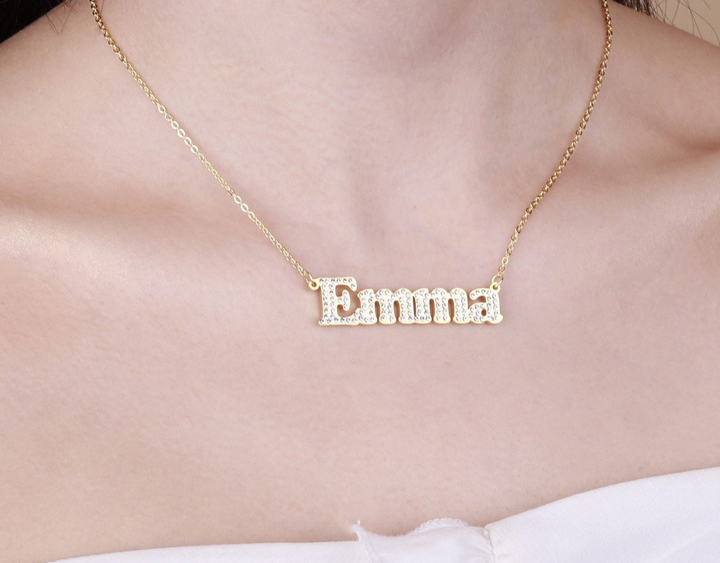 Personalized Iced Out Block Necklace - Limitless Jewellery