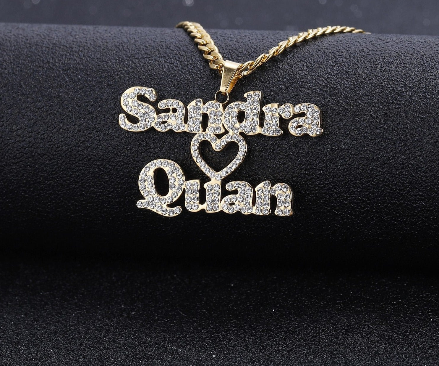Personalized Iced Out Double Name Necklace - Limitless Jewellery