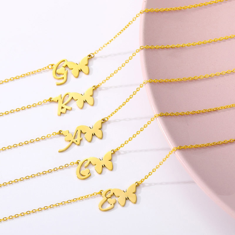 Butterfly A-Z Initial Necklace - Limitless Jewellery