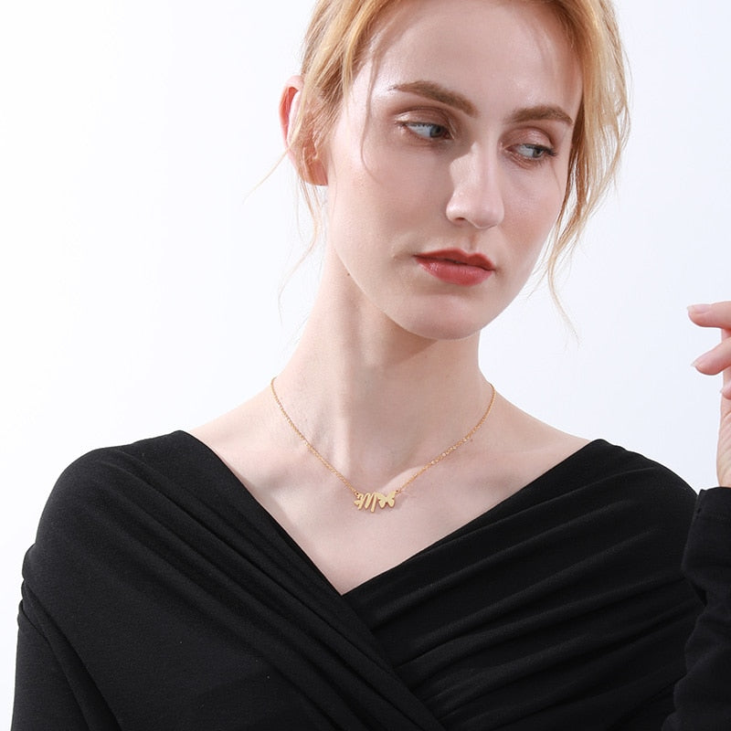 Butterfly A-Z Initial Necklace - Limitless Jewellery
