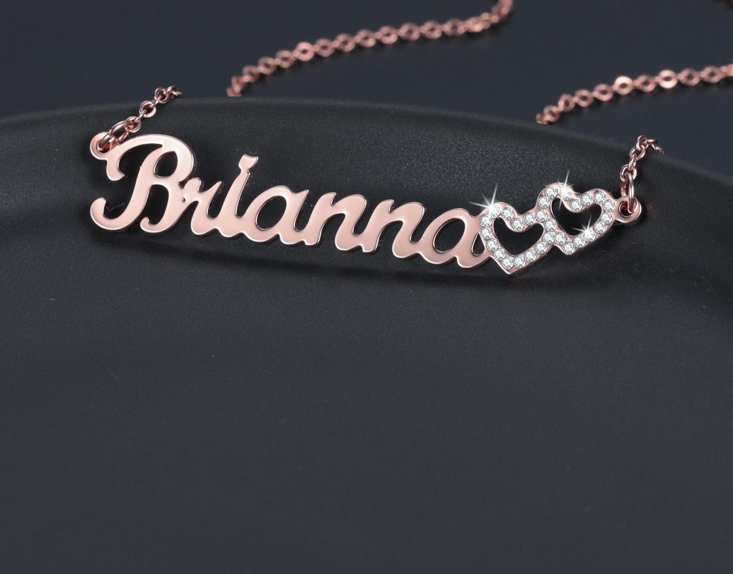 Personalized Iced Double Heart Necklace - Limitless Jewellery