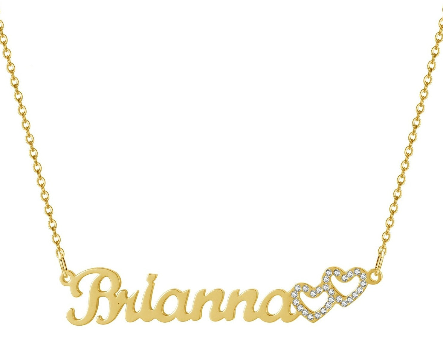 Personalized Iced Double Heart Necklace - Limitless Jewellery