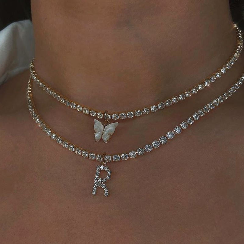 Crystal Initial Necklace
