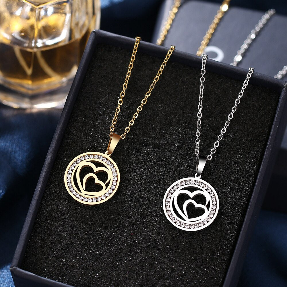 Iced Double Heart Necklace