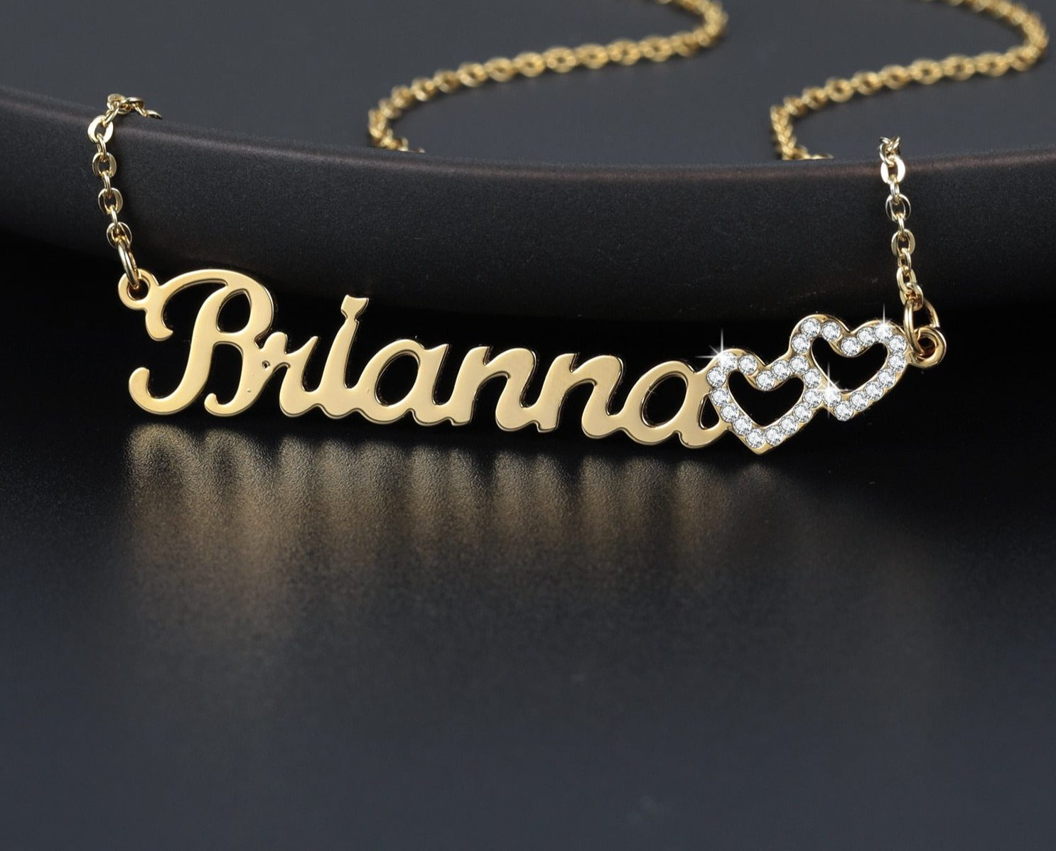 Personalized Iced Double Heart Necklace - Limitless Jewellery