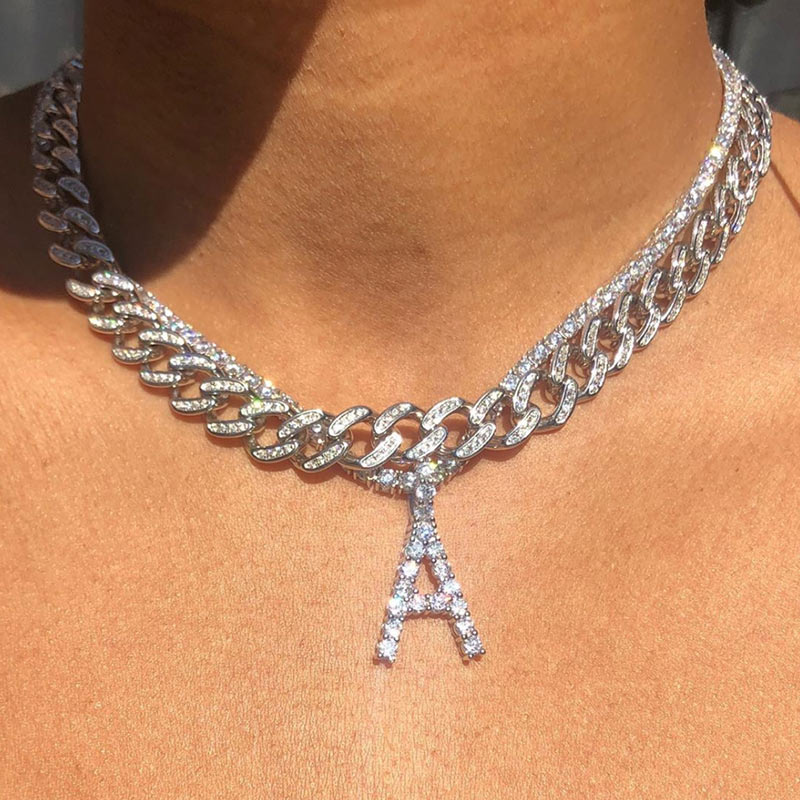 Icy Initial Cuban Necklace