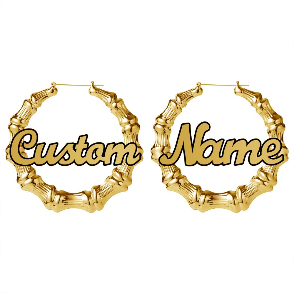 Personalized Bamboo Hoop Earrings - Limitless Jewellery