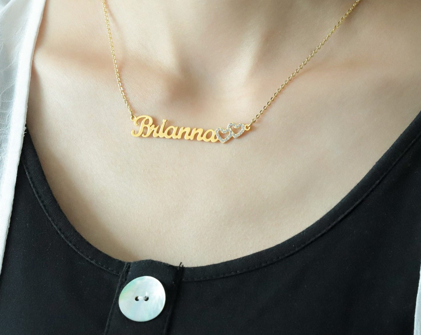 Personalized Iced Double Heart Necklace - Limitless Jewellery