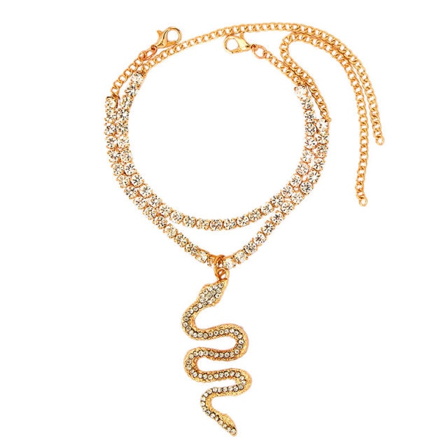 Snake Rhinestone Anklet Bracelet