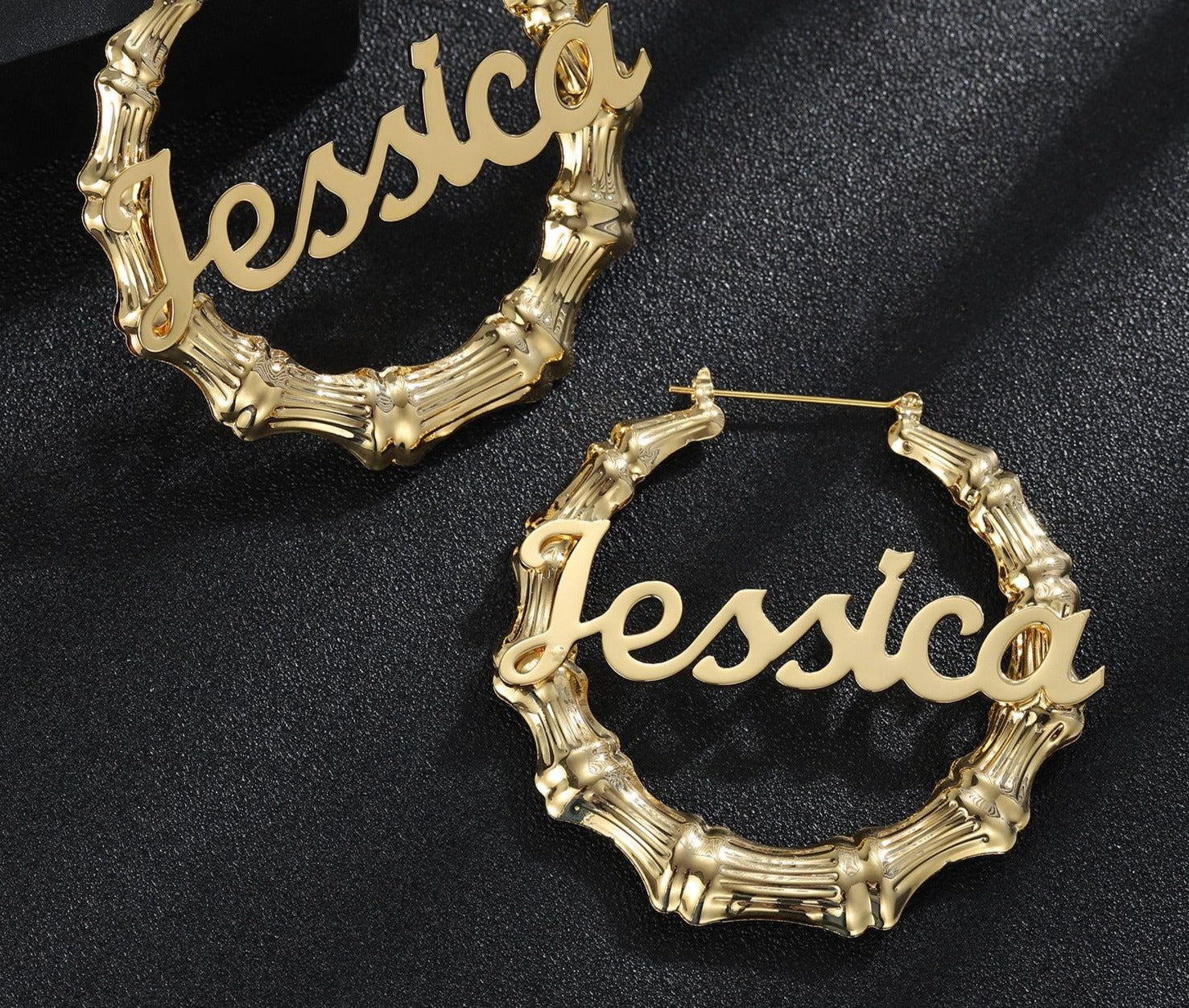 Personalized Bamboo Hoop Earrings - Limitless Jewellery