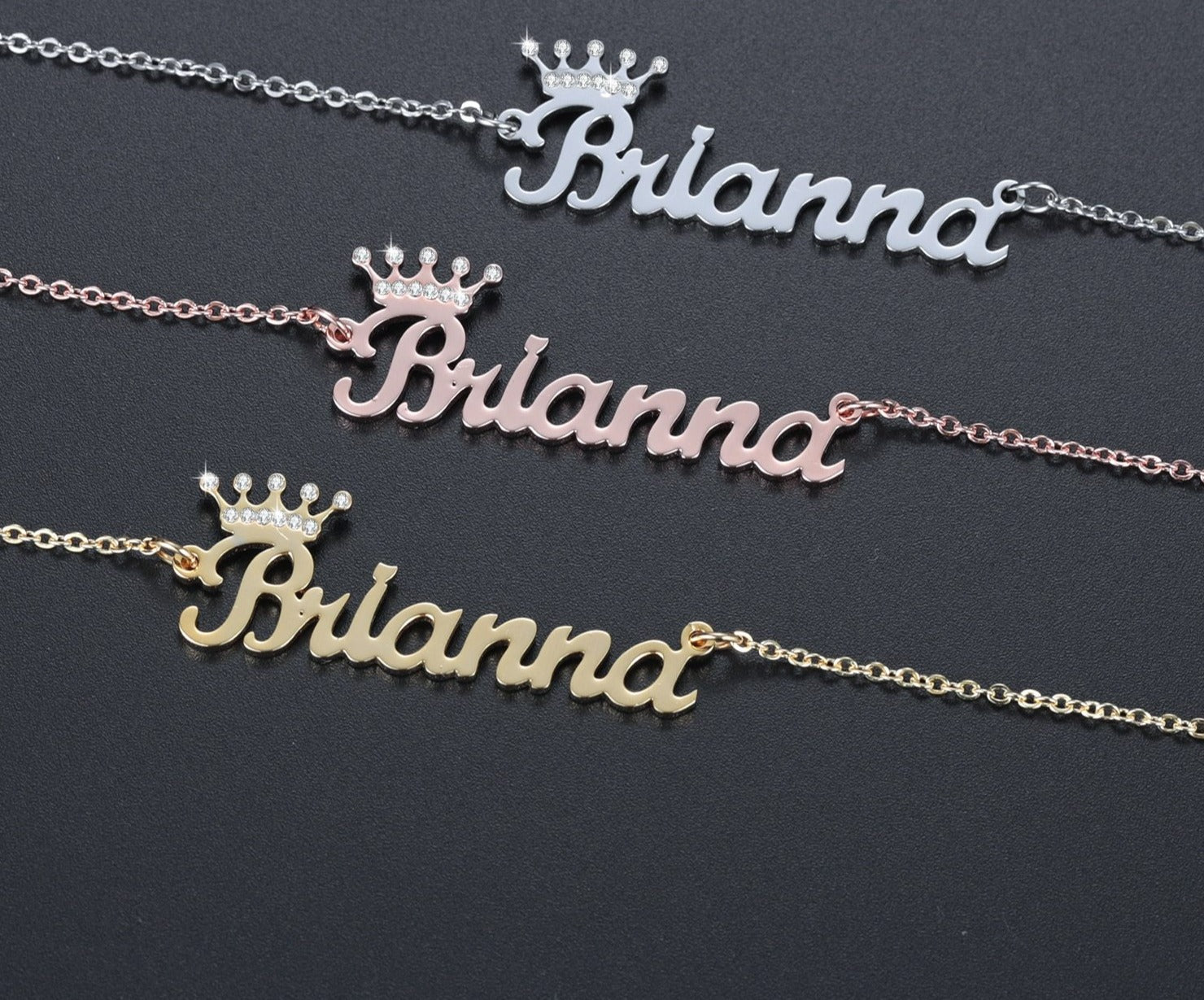 Personalized ICED Crown Name Necklace