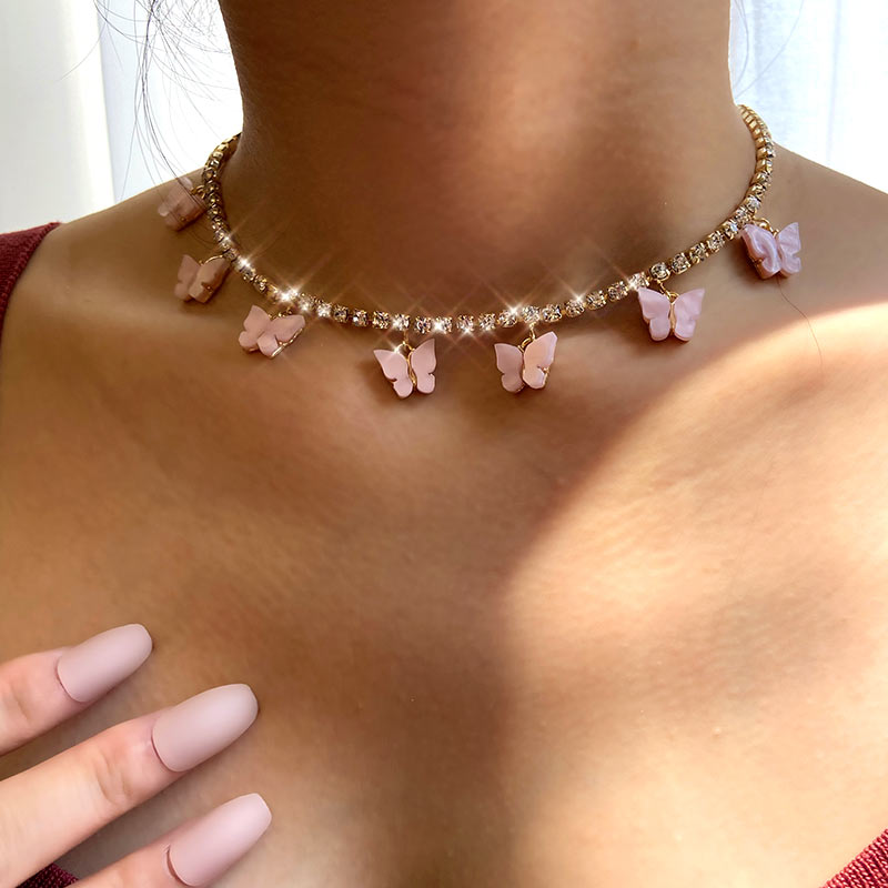 Butterfly Choker Tennis Chain Necklace