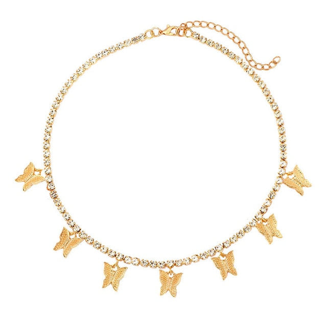 Butterfly Choker Tennis Chain Necklace