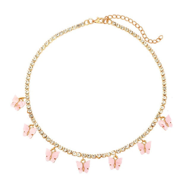 Butterfly Choker Tennis Chain Necklace