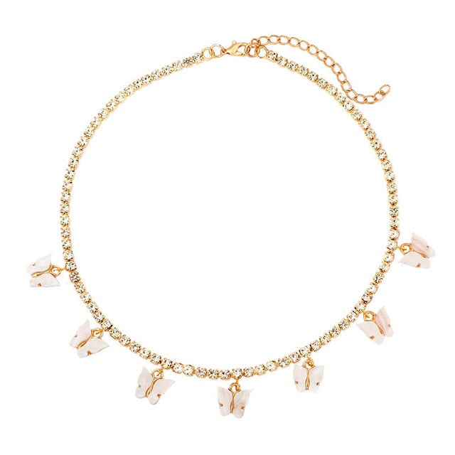 Butterfly Choker Tennis Chain Necklace