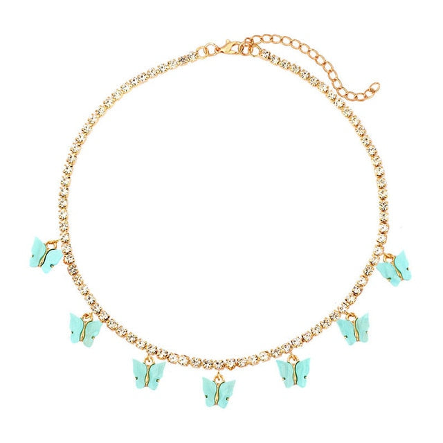 Butterfly Choker Tennis Chain Necklace