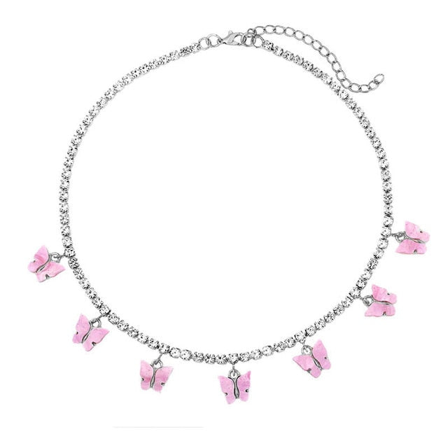 Butterfly Choker Tennis Chain Necklace