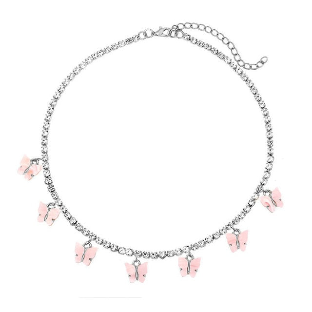 Butterfly Choker Tennis Chain Necklace