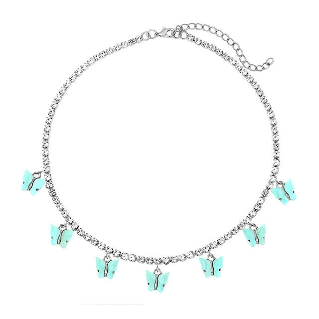 Butterfly Choker Tennis Chain Necklace