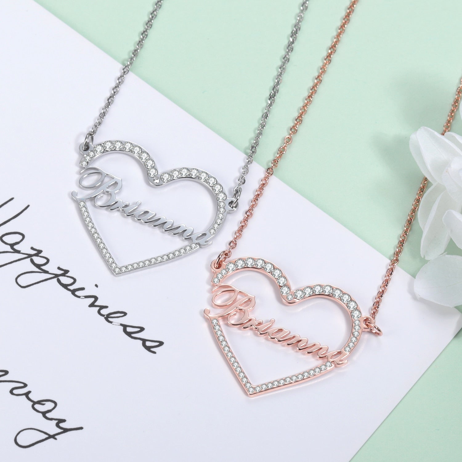 Personalized Iced Heart Necklace - Limitless Jewellery