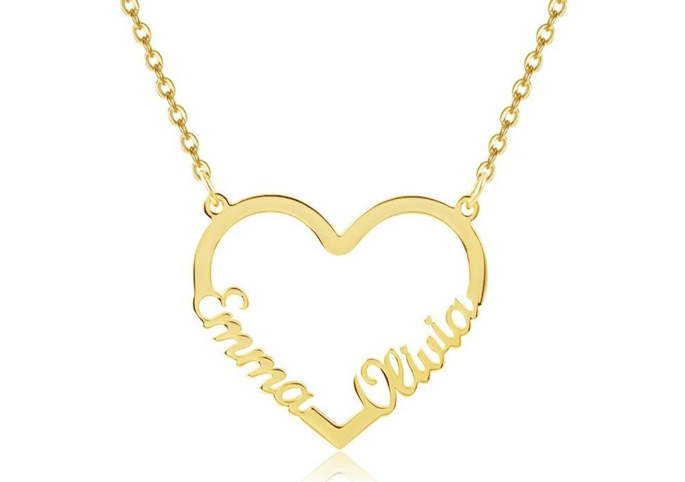 Personalized Double Name Heart Necklace - Limitless Jewellery