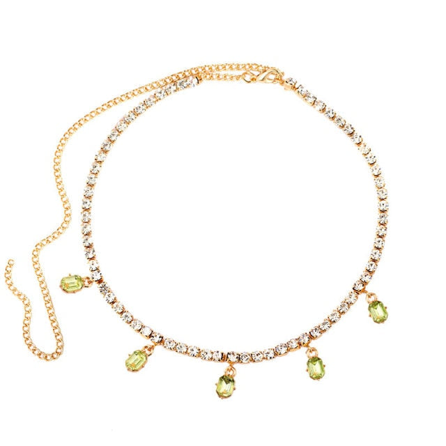 Iced Out Crystal Square Tennis Chain Necklace
