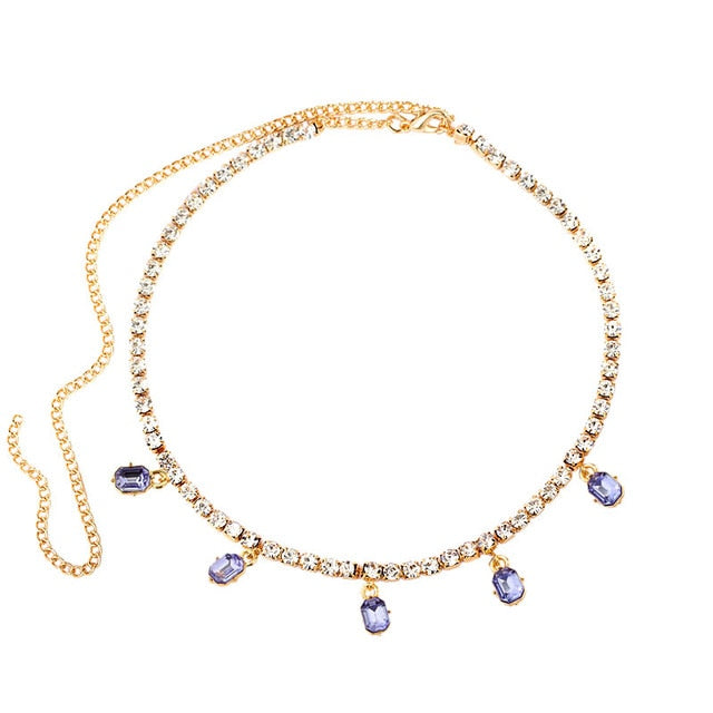Iced Out Crystal Square Tennis Chain Necklace