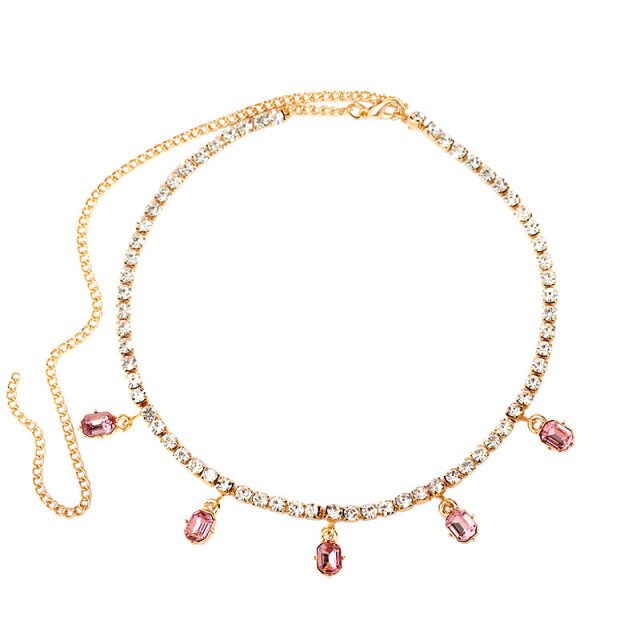 Iced Out Crystal Square Tennis Chain Necklace